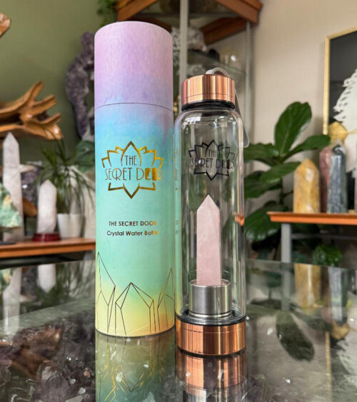 Rose Quartz Crystal Water Bottle - Rose Gold