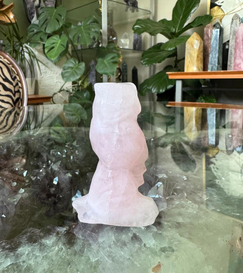 Rose Quartz Perched Owl