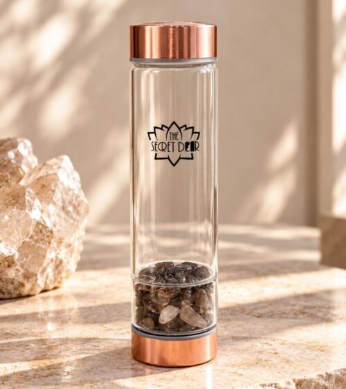 Smoky Quartz Crystal Water Bottle - Rose Gold