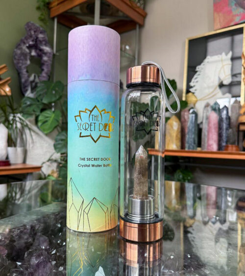 Smoky Quartz Crystal Water Bottle - Rose Gold