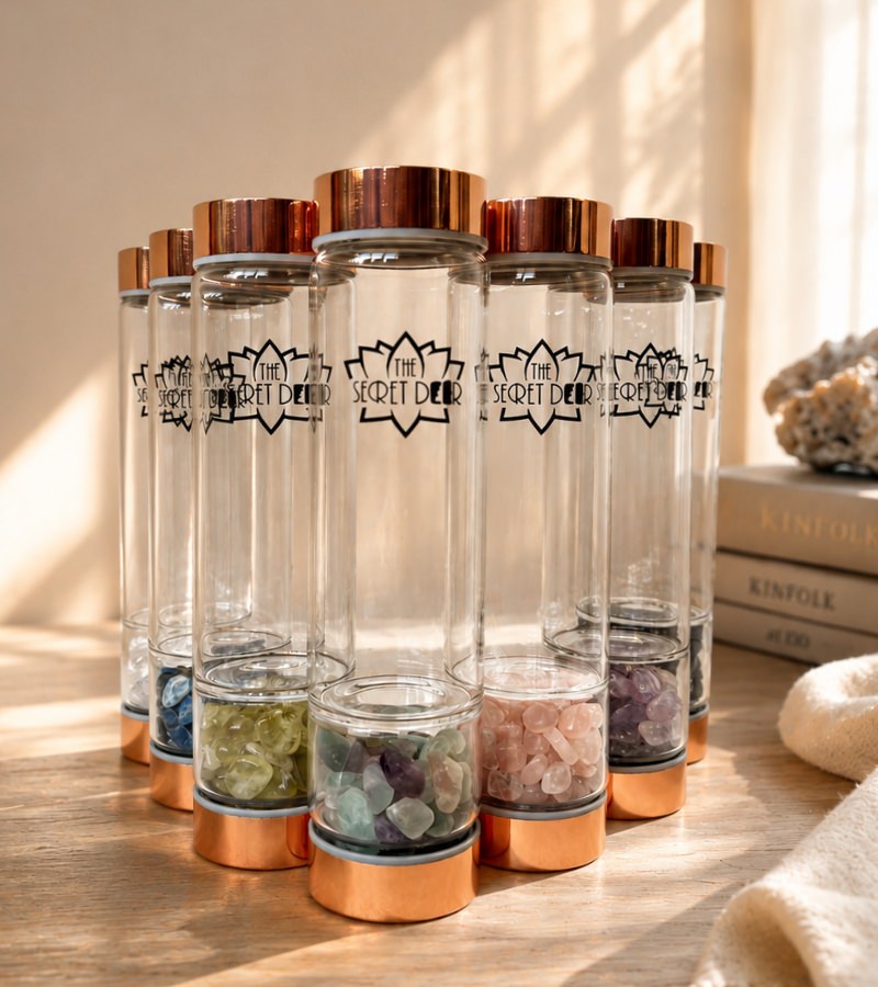 The Secret Door Crystal Gem Water Bottles - Rose Gold