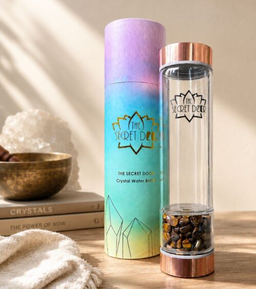 Tiger Eye Gemstone Crystal Water Bottle - Rose Gold