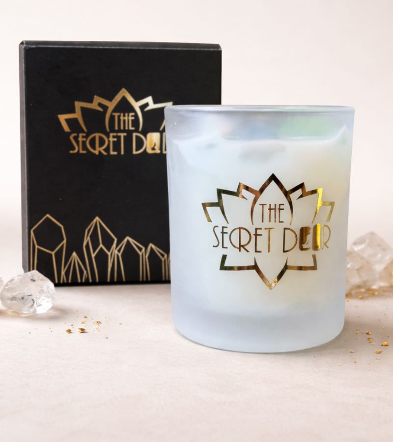 The Secret Door Serenity Intention Candle with Crystals