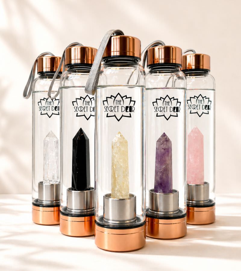 Rose Gold Crystal Elixir Water Bottles