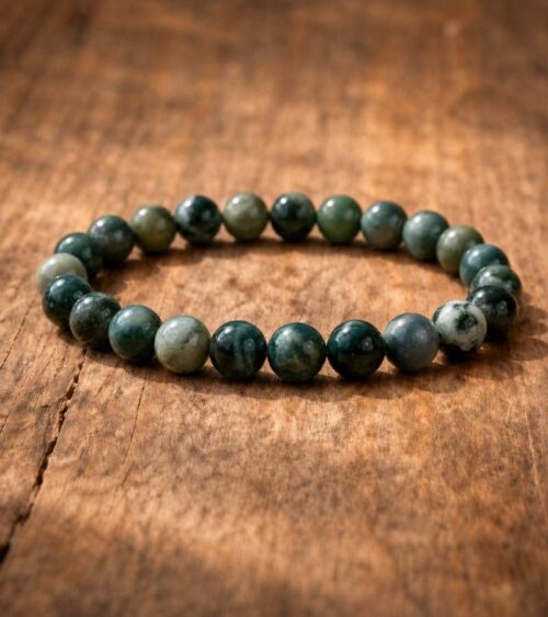8mm Moss Agate Crystal Bracelet