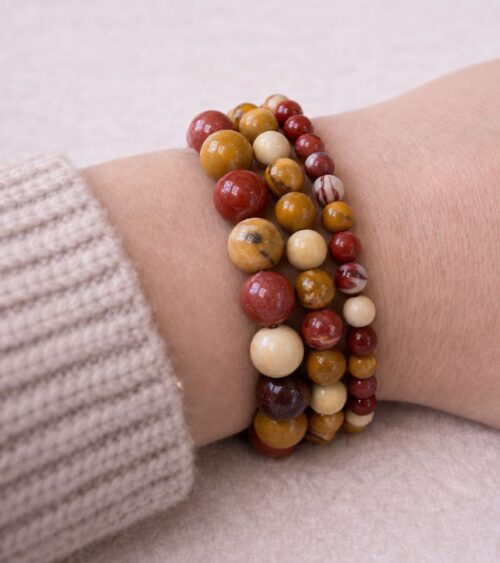 Mookaite Jasper Crystal Bracelets on Model