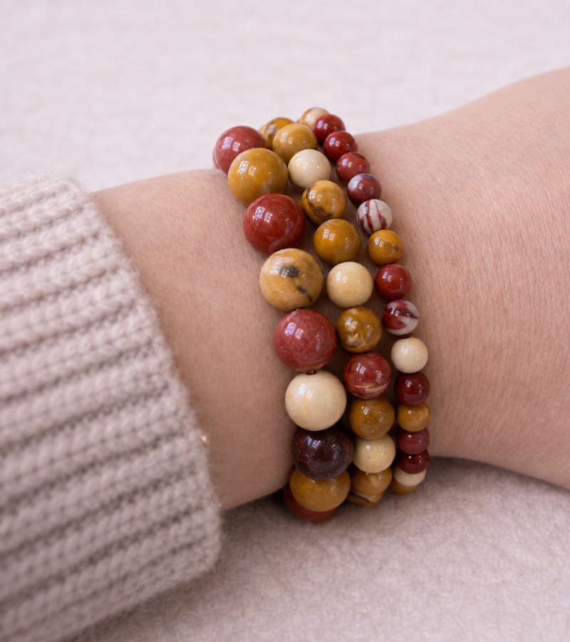 Mookaite Jasper Crystal Bracelets on Model