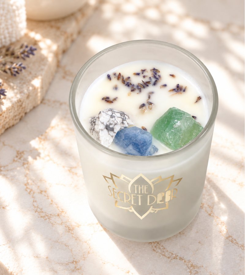 Crystals and Lavander - The Secret Door Serenity Intention Candle