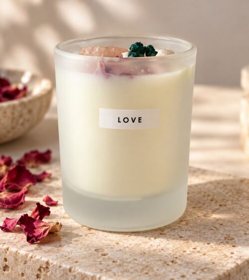 Love Intention Candle with Rose Petals